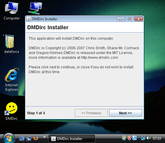 Installer running on Vista